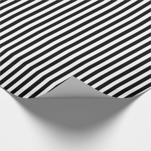 Trendy Black en White Wide Horizontal Stripes Cadeaupapier (Hoek)