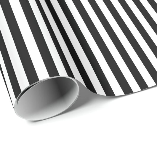 Trendy Black en White Wide Horizontal Stripes Cadeaupapier (Rol Hoek)