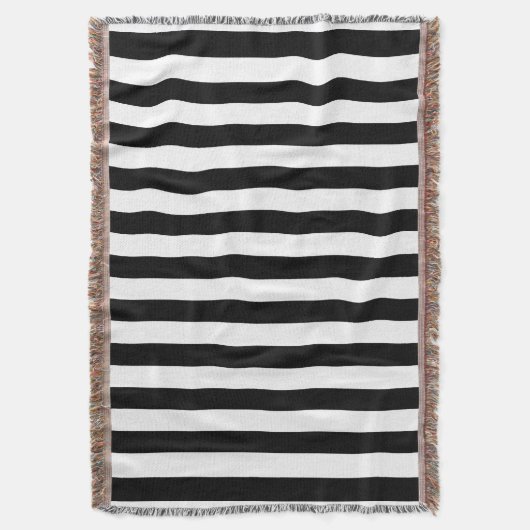 Trendy Black en White Wide Horizontal Stripes Deken (Voorkant Verticaal)