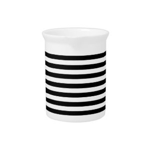 Trendy Black en White Wide Horizontal Stripes Drank Pitcher