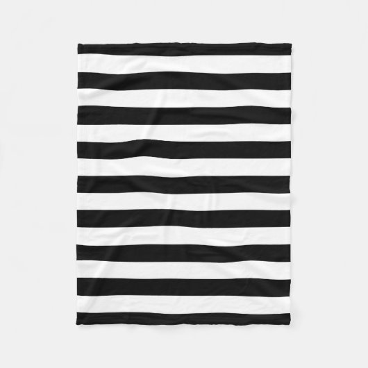 Trendy Black en White Wide Horizontal Stripes Fleece Deken (Voorkant)