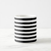 Trendy Black en White Wide Horizontal Stripes Koffiemok (Center)