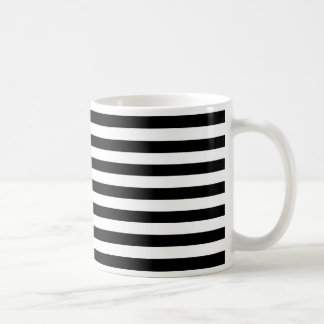 Trendy Black en White Wide Horizontal Stripes Koffiemok