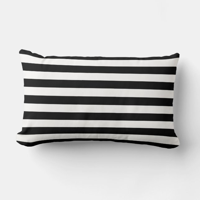 Trendy Black en White Wide Horizontal Stripes Kussen (Voorkant)