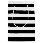 Trendy Black en White Wide Horizontal Stripes Medium Cadeauzakje (Voorkant)