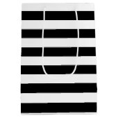 Trendy Black en White Wide Horizontal Stripes Medium Cadeauzakje (Achterkant)
