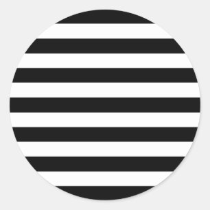 Trendy Black en White Wide Horizontal Stripes Ronde Sticker