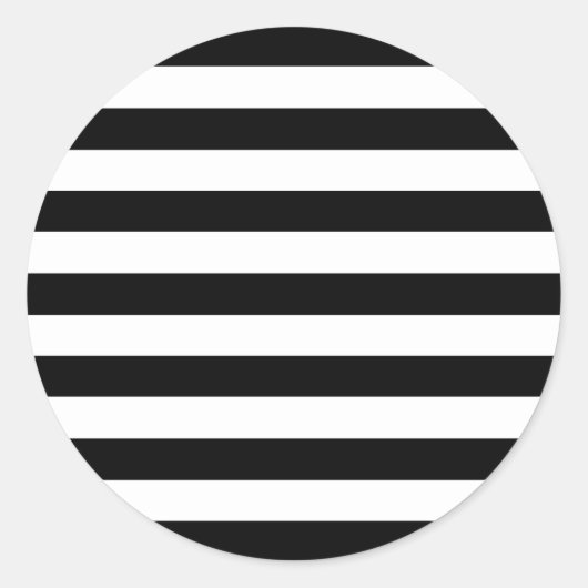 Trendy Black en White Wide Horizontal Stripes Ronde Sticker (Voorkant)