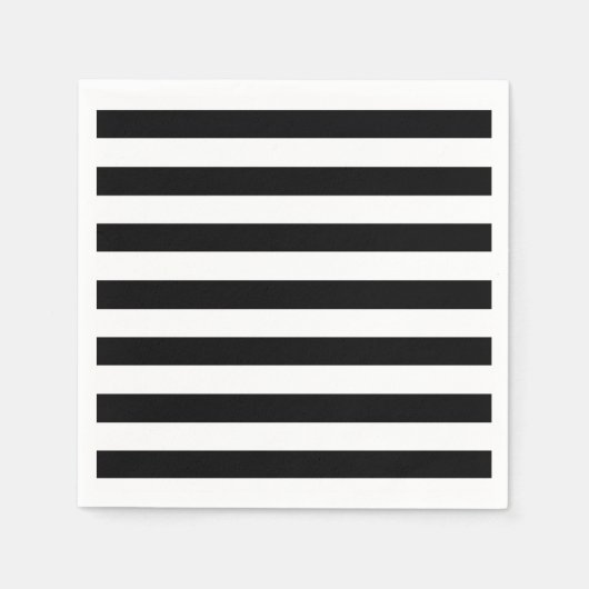 Trendy Black en White Wide Horizontal Stripes Servetten (Voorkant)