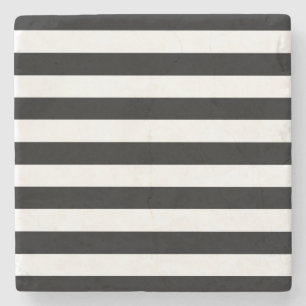 Trendy Black en White Wide Horizontal Stripes Stenen Onderzetter