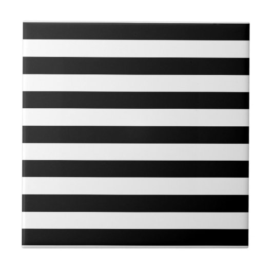 Trendy Black en White Wide Horizontal Stripes Tegeltje (Voorkant)