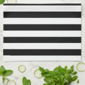 Trendy Black en White Wide Horizontal Stripes Theedoek (Gevouwen)