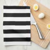 Trendy Black en White Wide Horizontal Stripes Theedoek (Quarter Fold)
