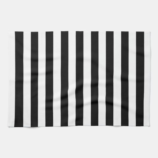Trendy Black en White Wide Horizontal Stripes Theedoek (Horizontaal)