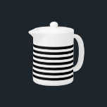 Trendy Black en White Wide Horizontal Stripes Theepot<br><div class="desc">Maak een verklaring van de mode met deze trendy zwarte en witte brede horizontale strepen patroonteapot. Dit moderne en stijlvolle ontwerp zal zeker de aandacht trekken.</div>