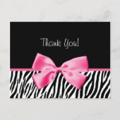 Trendy Black en White Zebra print roze lint Briefkaart (Voorkant)