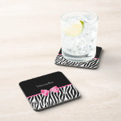 Trendy Black en White Zebra print roze lint Drankjes Onderzetter (Rechterzijde)