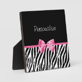Trendy Black en White Zebra print roze lint Fotoplaat (Voorkant)