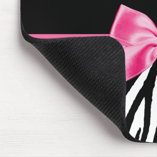Trendy Black en White Zebra print roze lint Muismat (Hoek)
