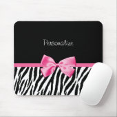 Trendy Black en White Zebra print roze lint Muismat (Met muis)