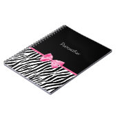 Trendy Black en White Zebra print roze lint Notitieboek (Linkerzijde)