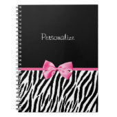 Trendy Black en White Zebra print roze lint Notitieboek (Voorkant)