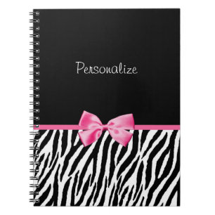 Trendy Black en White Zebra print roze lint Notitieboek
