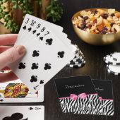 Trendy Black en White Zebra print roze lint Pokerkaarten (Insitu)
