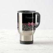 Trendy Black en White Zebra print roze lint Reisbeker (Voorkant rechts)