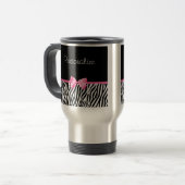 Trendy Black en White Zebra print roze lint Reisbeker (Voorkant links)