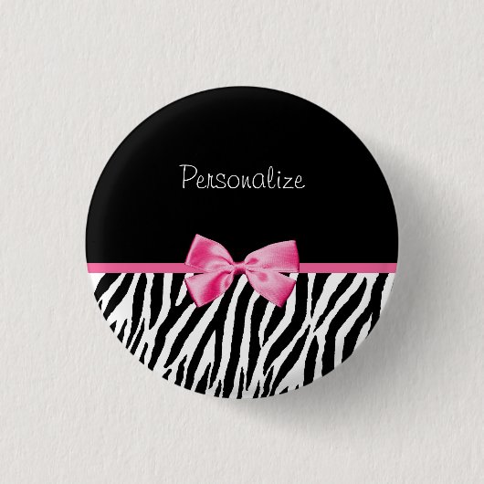 Trendy Black en White Zebra print roze lint Ronde Button 3,2 Cm (Voorkant)