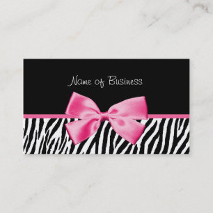 Trendy Black en White Zebra print roze lint Visitekaartje