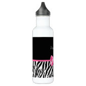 Trendy Black en White Zebra print roze lint Waterfles (Links)