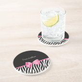 Trendy Black en White Zebra print roze lint Zandsteen Onderzetter (Zijkant)