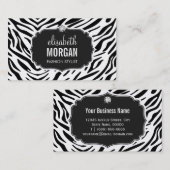 Trendy Black en White Zebra Print Shiny Diamond Visitekaartje (Voorkant / Achterkant)