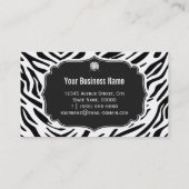 Trendy Black en White Zebra Print Shiny Diamond Visitekaartje (Achterkant)