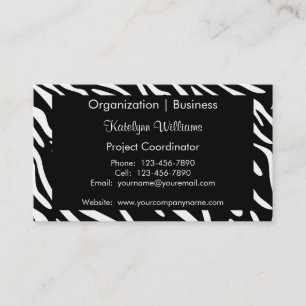 Trendy Black en White Zebra Print Visitekaartjes