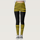 Trendy Black en Yellow Striped Leggings (Voorkant)