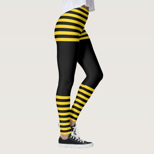 Trendy Black en Yellow Striped Leggings (Rechts)