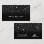 Trendy Black Glitter Elegant Minimalist Visitekaartje (Voorkant / Achterkant)