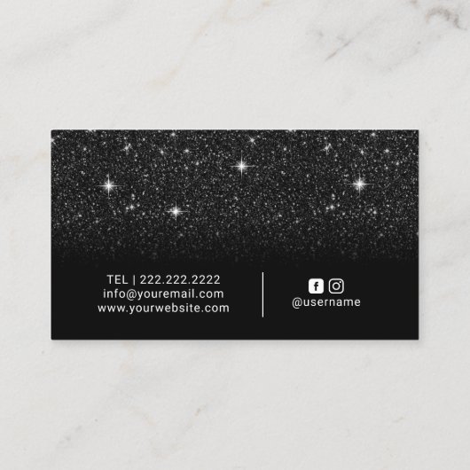 Trendy Black Glitter Elegant Minimalist Visitekaartje (Achterkant)