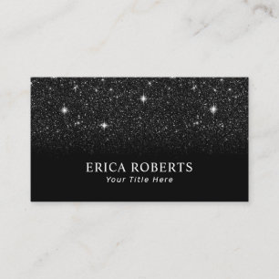 Trendy Black Glitter Elegant Minimalist Visitekaartje