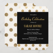 Trendy Black Glitter Gold Feminine Party Invites Kaart (Voorkant / Achterkant)