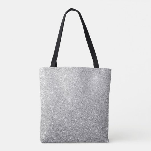 Trendy Black Glitter Lips Modern Silver Tote Bag (Achterkant)