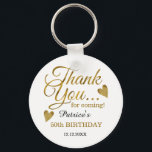 Trendy Black Gold 50th Birthday Hartelijk dank Sleutelhanger<br><div class="desc">50e verjaardag dank je dat je sleutelhanger een cadeau geeft in de klas zwart en gouden typografie .</div>