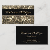 Trendy Black & Gold Chunky Glitter Visitekaartje (Voorkant / Achterkant)