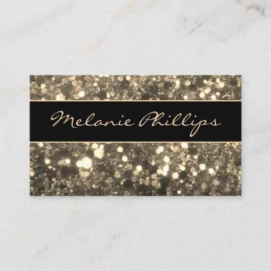 Trendy Black & Gold Chunky Glitter Visitekaartje (Voorkant)