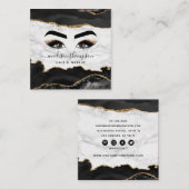 Trendy Black & Gold Girly Makeup Artist Vierkante Visitekaartje (Voorkant / Achterkant)