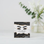 Trendy Black & Gold Girly Makeup Artist Vierkante Visitekaartje (Staand voorkant)