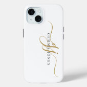 Trendy Black Gold Monogram Initiaal Script Name Case-Mate iPhone Case (Achterkant)